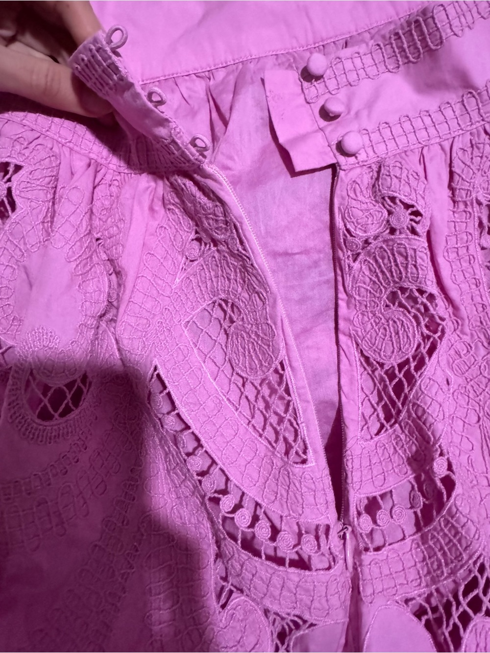 Sezane Pink Lace Midi Skirt with Front Slit - Picture 9 of 9